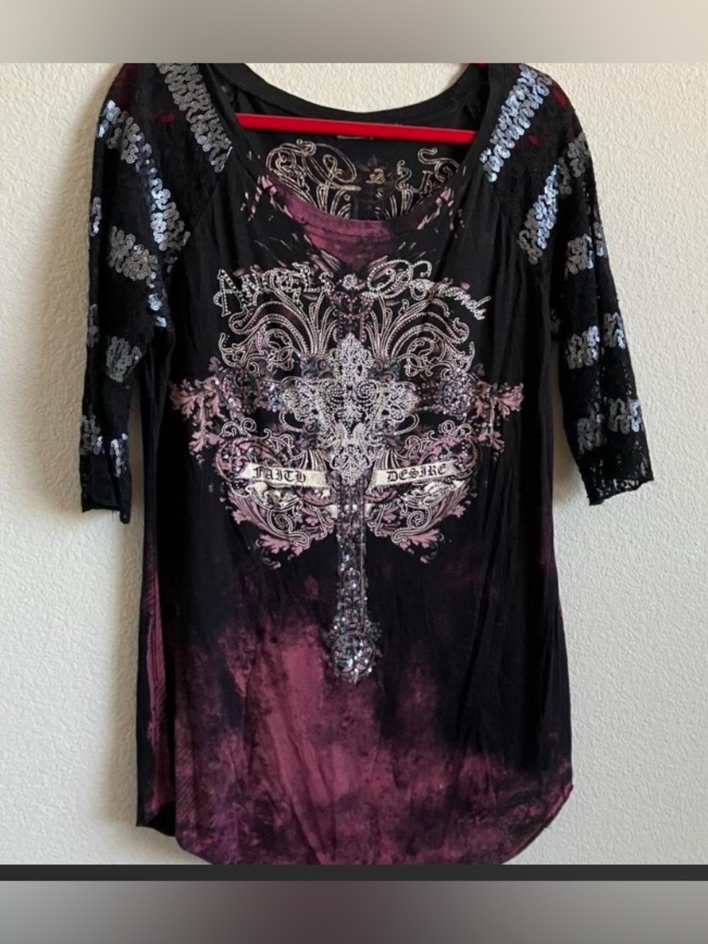 Angels & Diamonds Black and Purple Embellished Tunic Top